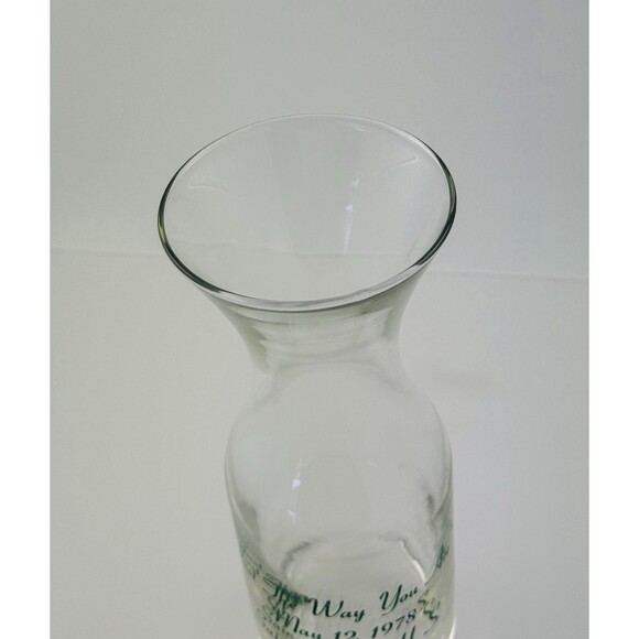 Vintage 1978 Saint Patrick NJ Class Reunion Glass Carafe  -Just the Way You Are- - Picture 4 of 7